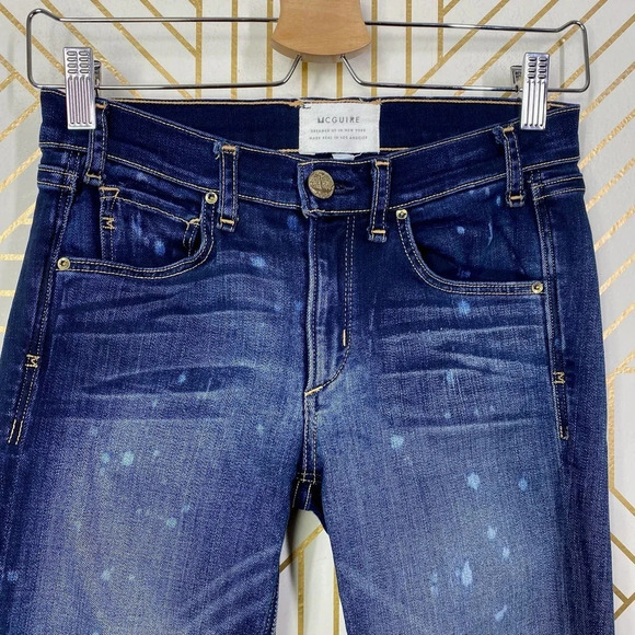 MCGUIRE‎ Newton Splatter Skinny Jeans in Dark Wash Blue Size US 25 - Picture 2 of 11